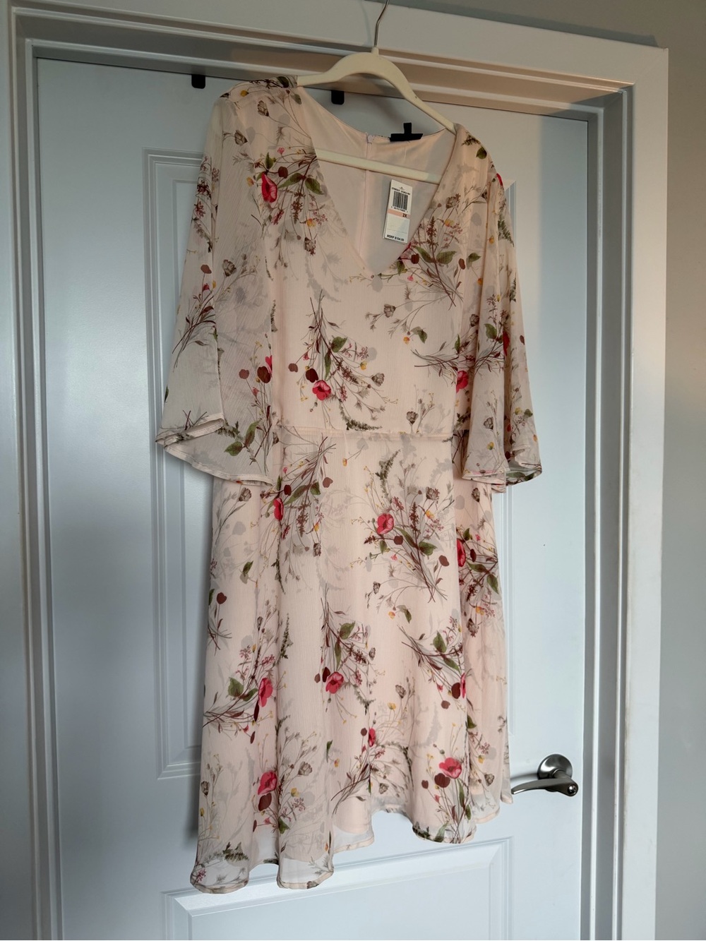 Bobeau Botanical Floral Fit & Flare Dress 2X NWT Blush Pink Fully Lined